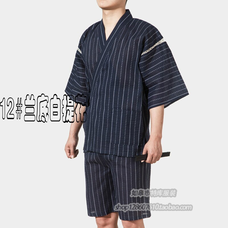 Bomuld yukata japansk kimono traditionelt herretøj japan pyjamas herre nattøj lounge hjemmetøj dragter 062512: 3 / L