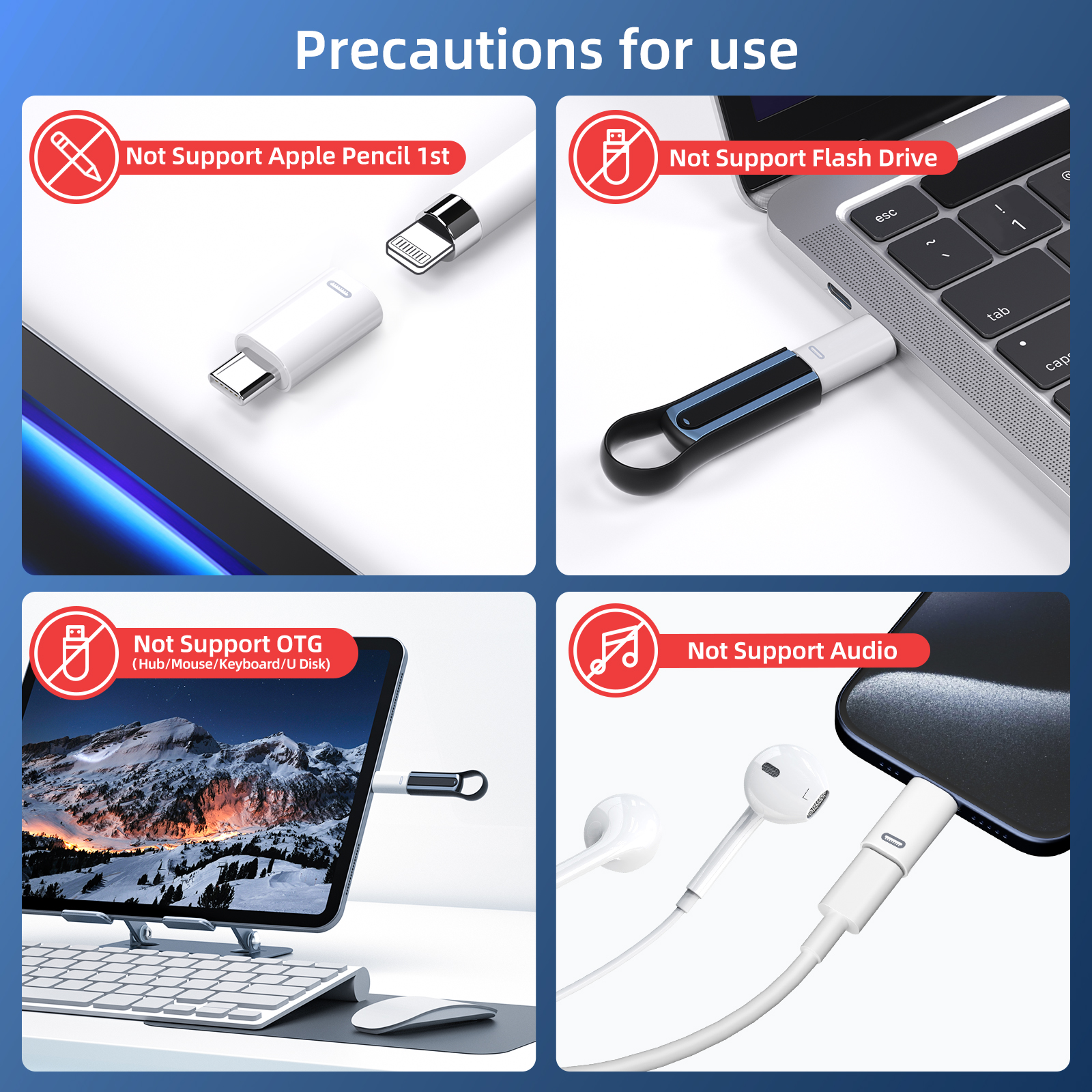 OTG USB C To Lightning Adapter Lightning Female To Type C Male Connector Fast PD Charging Adapter Converter for iPhone 15 Promax