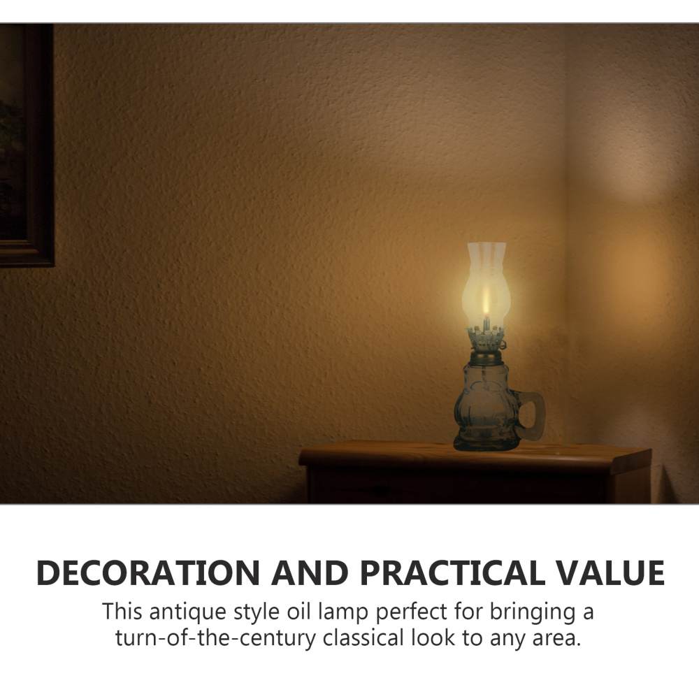 Desktop Oil Lamp Retro Kerosene Lamp Handheld Oil Lantern Glass Kerosene Lamp