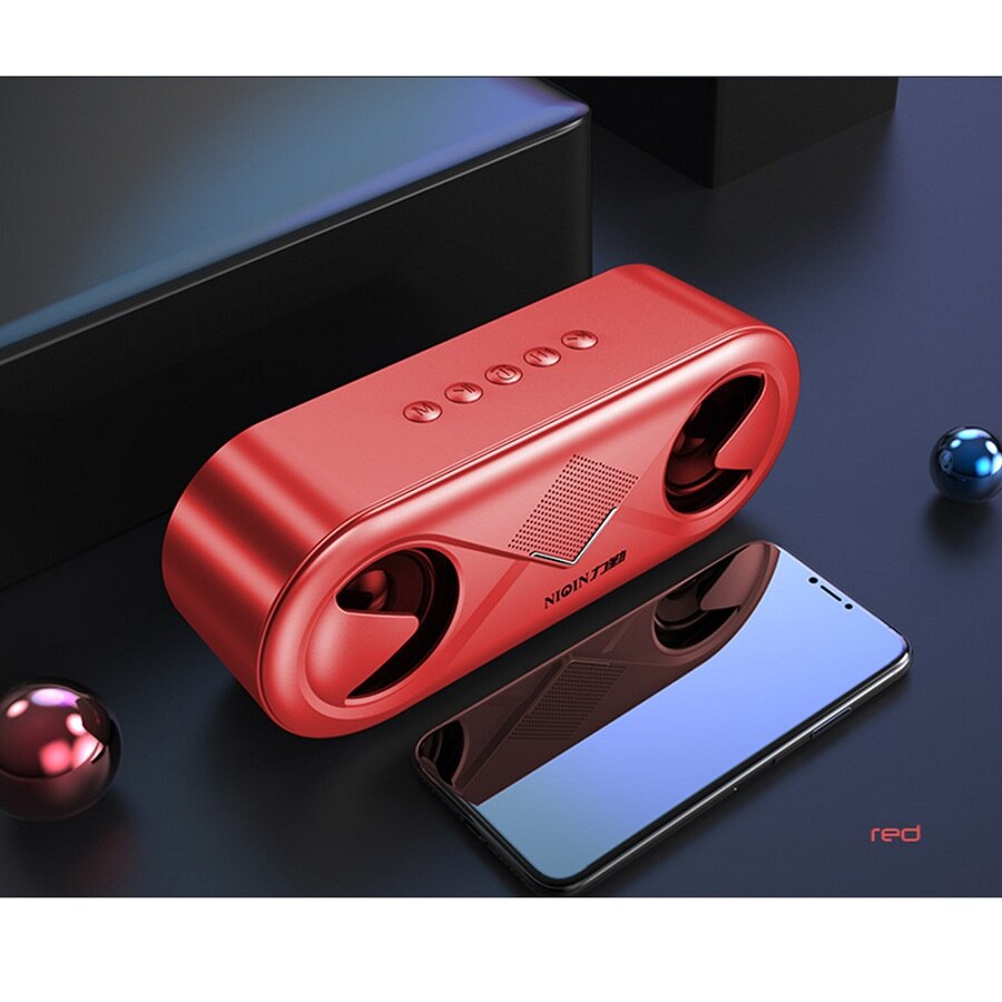 Draadloze Bluetooth 5.0 Speaker 4D Stereo Sound Luidspreker Draagbare Outdoor Dubbele Luidsprekers Ondersteuning Tf Card/Usb Drive/Aux: Rood