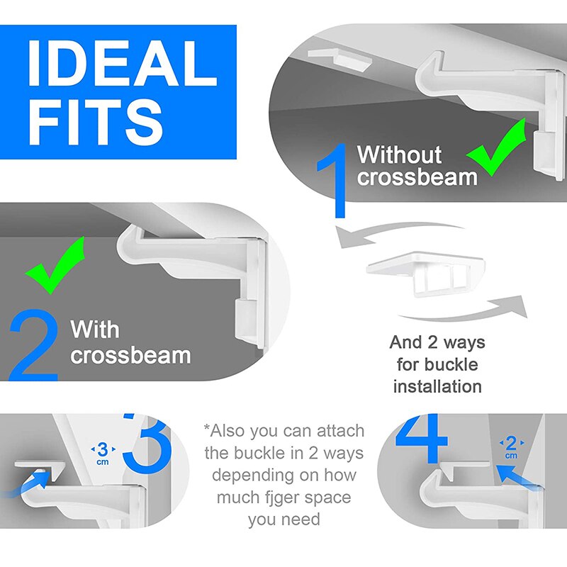 20 Pack Kind Proofing Kast Sloten Zwart, Baby Veiligheid Vergrendelingen Met Sterke Lijm, Baby Proof Klink