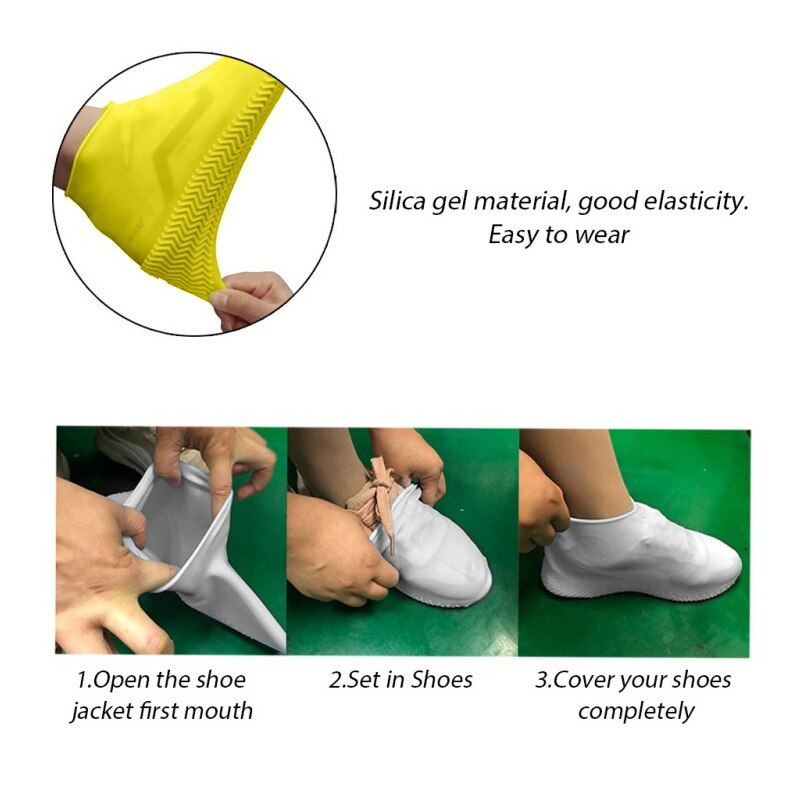 Cubiertas reutilizables para zapatos a prueba de lluvia, fundas de silicona lavables resistentes al desgaste, Botas de lluvia impermeables para adultos y niños