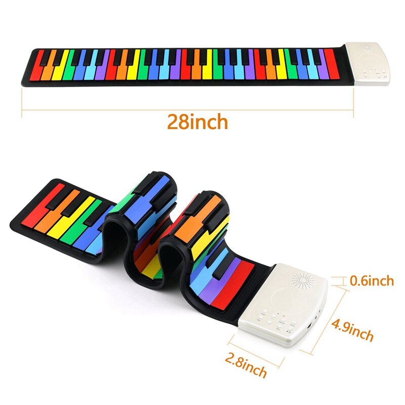 Teclado de Piano Flexible para niños con 49 teclas estándar, teclado Flexible enrolladas, batería de litio integrada para Piano, completamente portátil