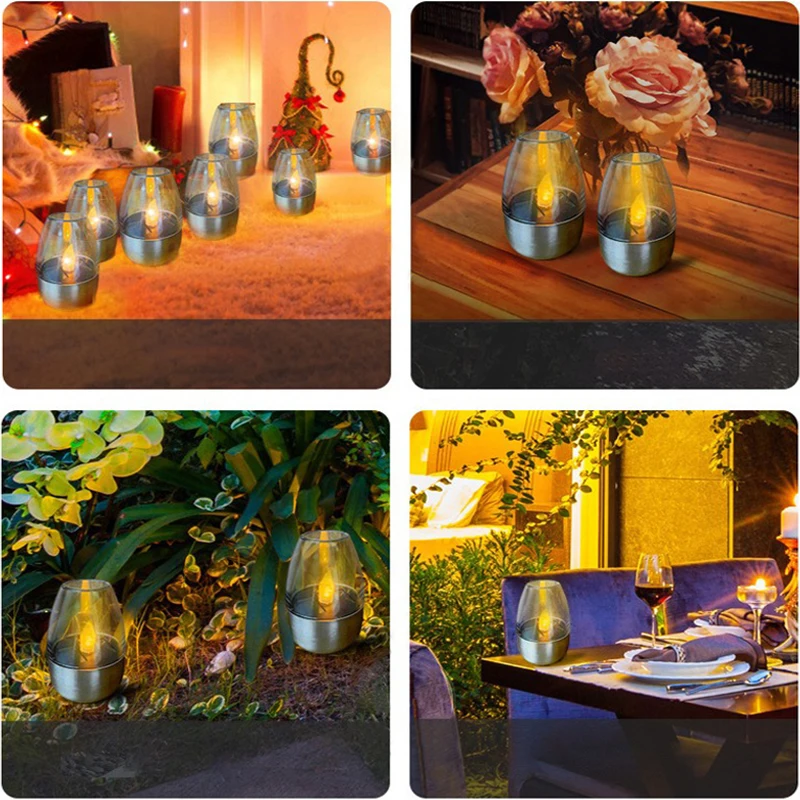 Velas solares LED, luz sin llama recargable para exteriores, velas solares impermeables, lámpara para decoración de jardín, de boda, luz nocturna