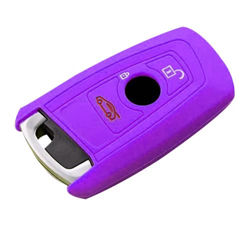 Soft Silicone Car Key Fob Protection Cover Case Shell rubber key shell protective cover for BMW X3 GT5 GTM4 Series: purple