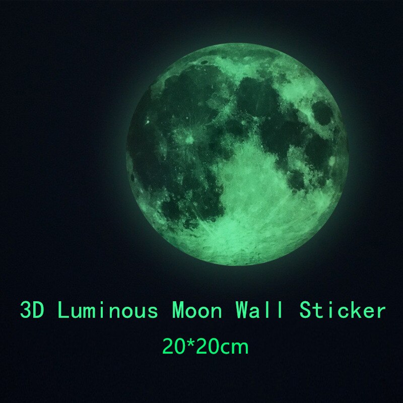 3D Lichtgevende Maan Ster Stippen Muursticker Glow In The Dark Night Muur Plafond Decals Muurschilderingen Stickers Thuis Slaapkamer Decoratie: 20x20cm moon sticker