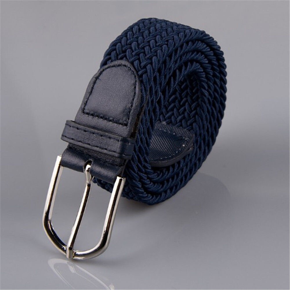 Mænds læderbelagt spænde vævet elastisk strækbælte strækbare bælter til jeans strikkede bælter mænd modellering