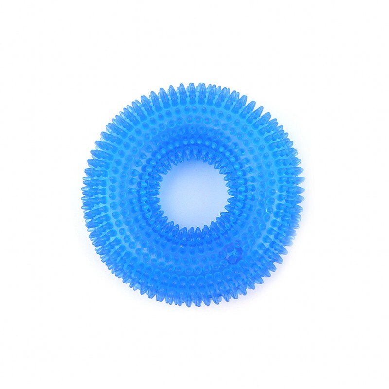 Funny Chew Toy for Golden Retriever Large Dogs Training Thorn Circle Ring Small Dog Toys Sound Interactive Pet Toys: Blue / S