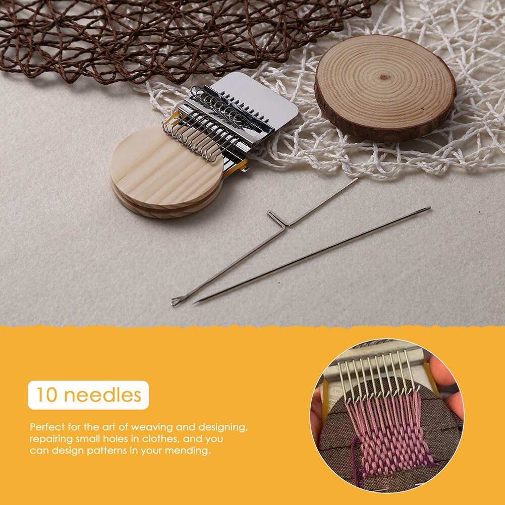 MIni Loom Mender Wooden Small Loom Mender Handmade Clothes Mending Wood Loom Weaving Knitting Darning Machine Textile Tools