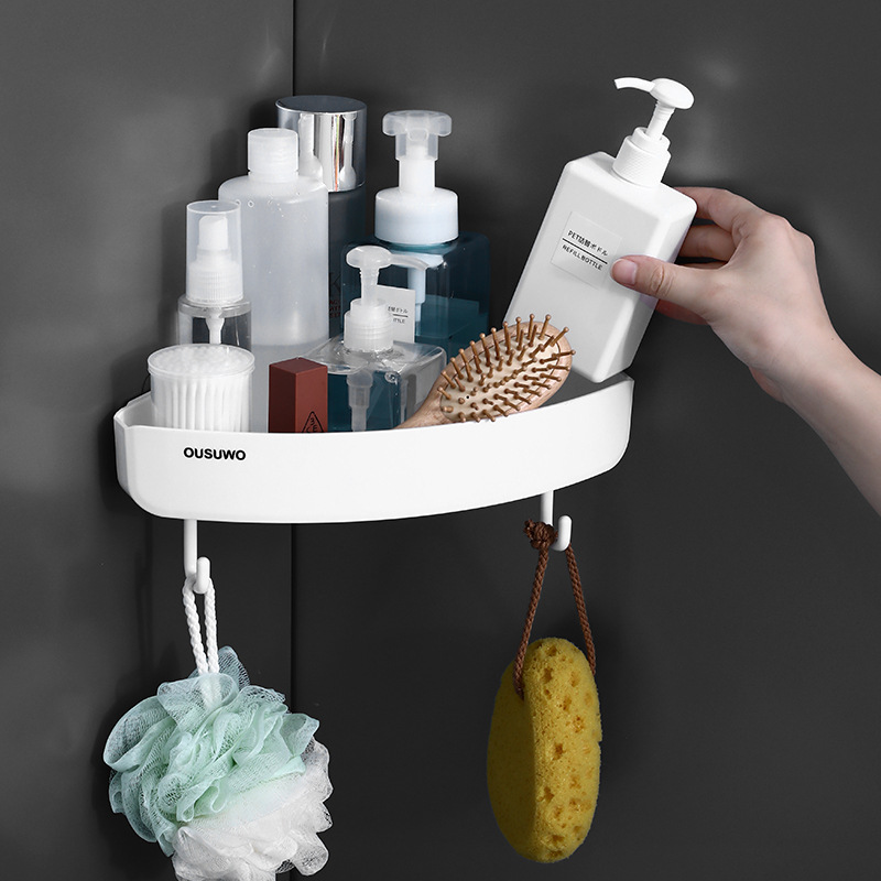 Bathroom Bathroom Storage Rack Wall Hole-Free Plastic Finishing Storage Rack Dormitory Artifact Wall-Mounted Toothbrush Holder