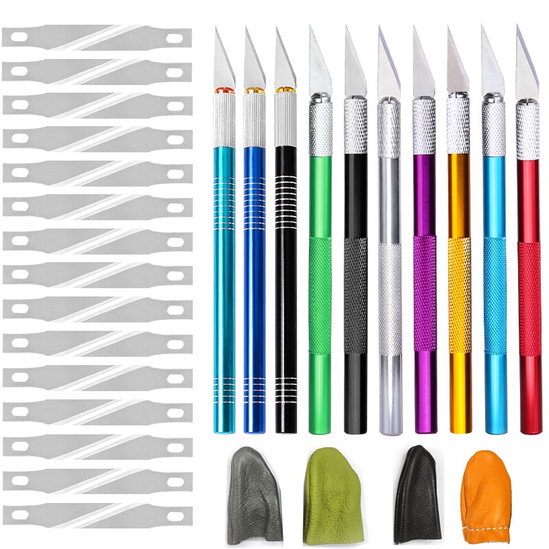 Stainless Steel Precision Knife Hobby Knife Razor Tool with Art Work Cutting Caving Sculpture Knife with Free