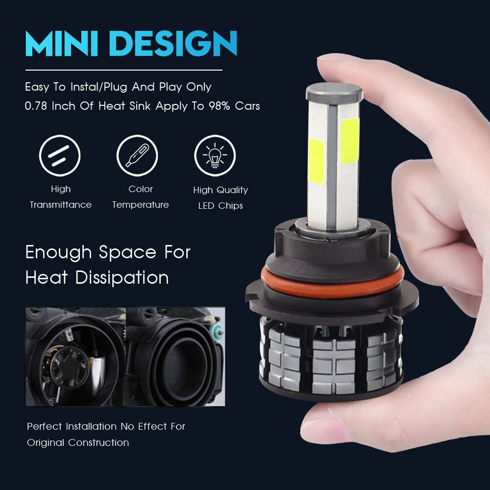ISincer H7 LED 4 lados COB 10000LM H1 H13 H8 H9 H11 LED 9004 HB1 9005 HB3 HB4 9006 bombillas de faro delantero de coche 6000K 12V Luz de niebla Auto