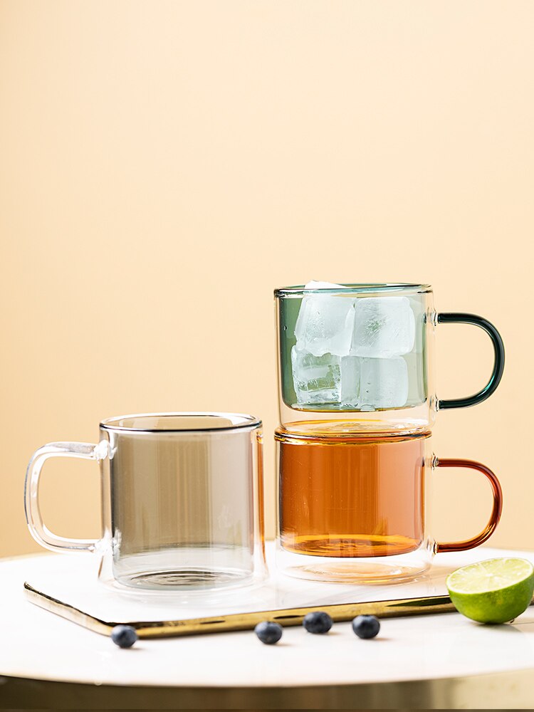 260ml isolerat dubbelglas kaffekopp enkel ins kopp glas vattenkopp värmebeständig mugg par kopp hem eftermiddagste kopp