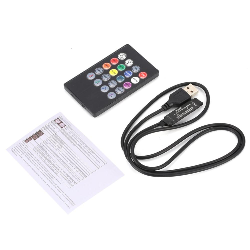 20 Keys USB IR RF Music Remote Control Sound Sensor for LED Strip light Controller Dimmer with Power Adapter
