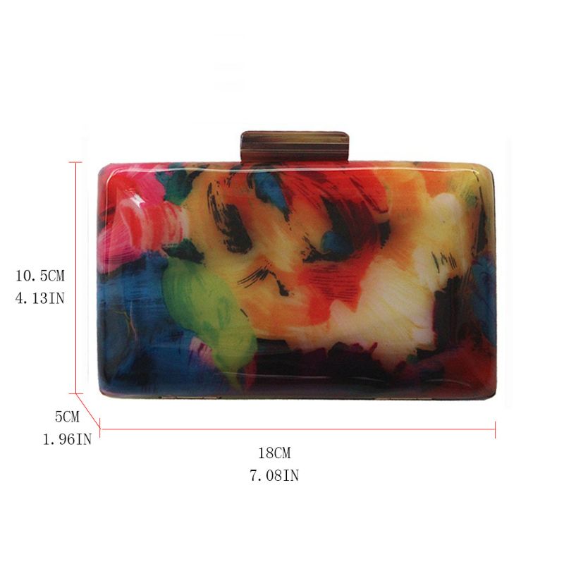 Frauen Acryl Blume drucken Abend Tasche Party Geldbörse Abendessen Kupplung Braut Handtasche
