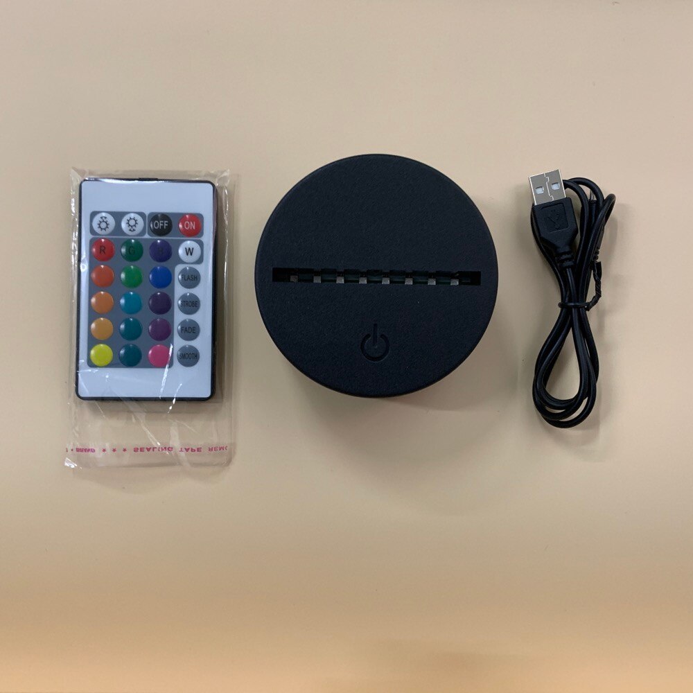 3D LED Nachtlampje Lamp Crack Base Gloeiende USB Kabel Touch Sensor 7 Kleur Veranderende Batterij Aangedreven Afstandsbediening Base prijs: black with remote