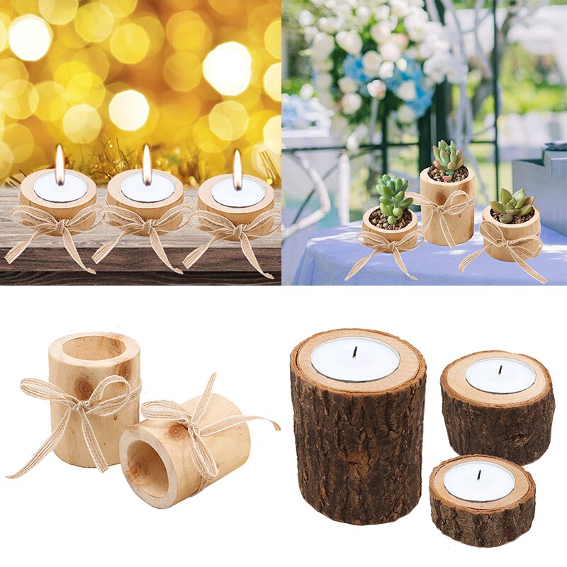 Bougeoir en pin succulente petit Pot de fleur chandelier en bois piquet en bois creux jardinière pour plantes succulentes bougeoir à thé