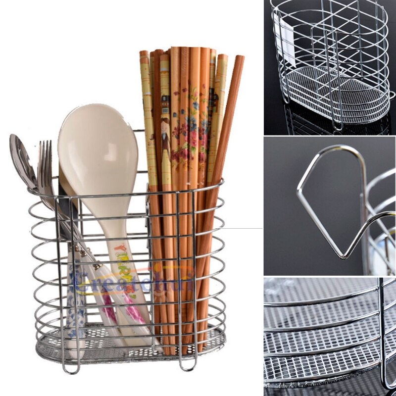 Métal suspendu porte-couverts égouttoir cuillère fourchette baguettes de rangement panier support cuisine accessoires outil organisateur vaisselle Tube