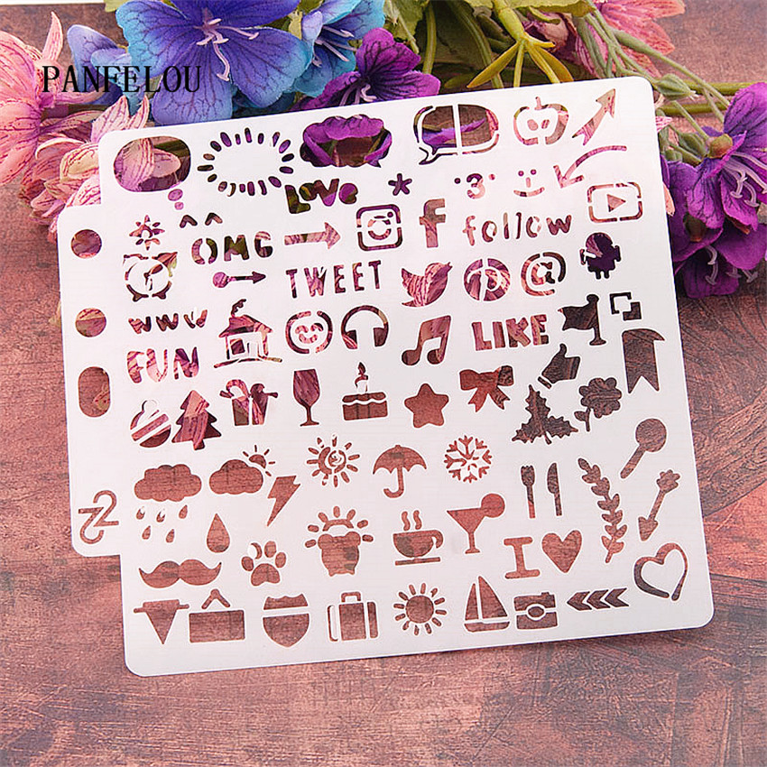 Mooie Stickers Plakboek Stencils Spray Plastic Mold Shield Diy Cake Hollow Versiering Afdrukken Kant Heerser Valentijn