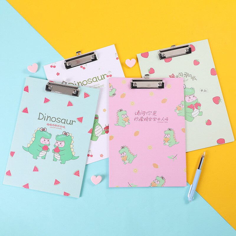 1 archivador de dibujos animados A4, bonito archivador de dinosaurios para estudiantes, Bloc de notas, clip de papel de prueba, suministros escolares de oficina,