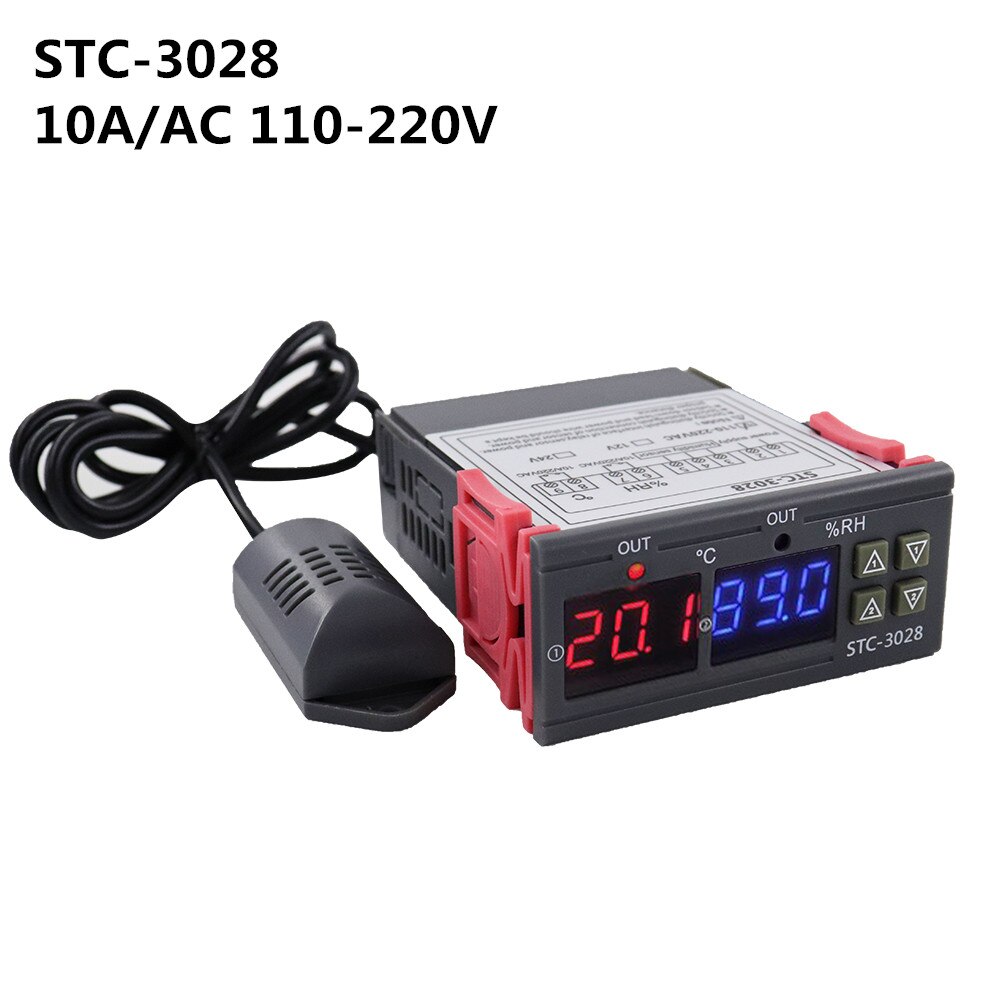 Stc -3008 digital termostat stc -3028 temperatur fugtighedsregulator termostat humidistat termometer hygrometer kontrolafbryder: Stk -3028 110v-220v
