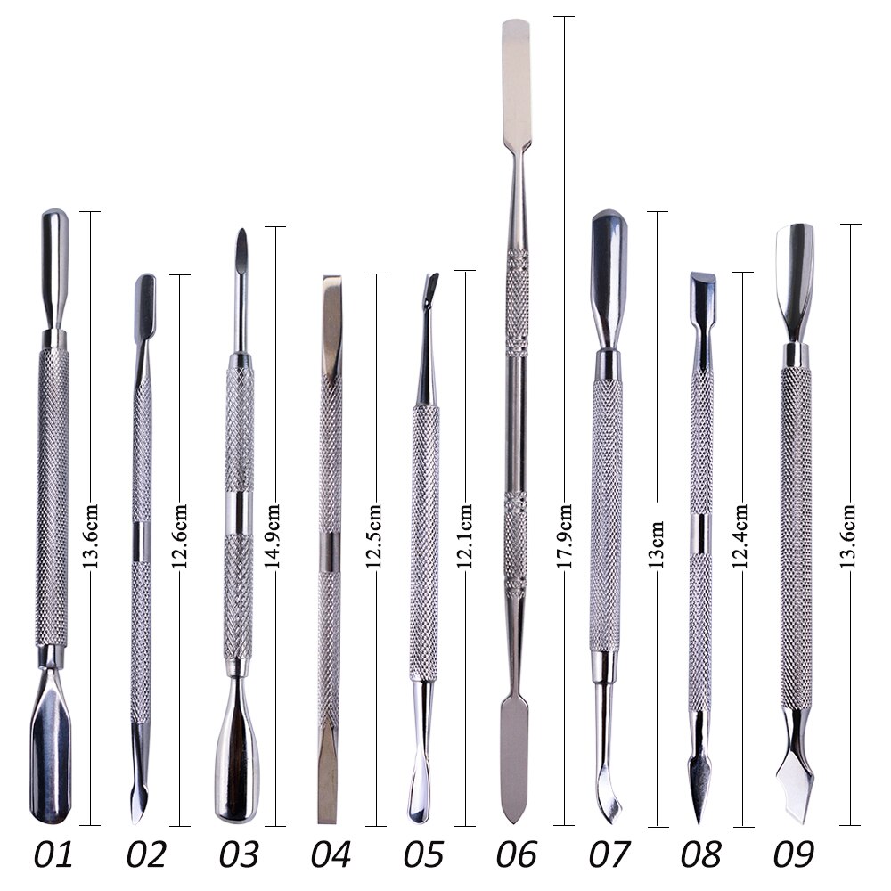 Cuticle Pusher Stainless Steel Nail Stick Cuticle Remover Gel Polish Manicure Nail Cleaning Pedicure Tools FB01-09