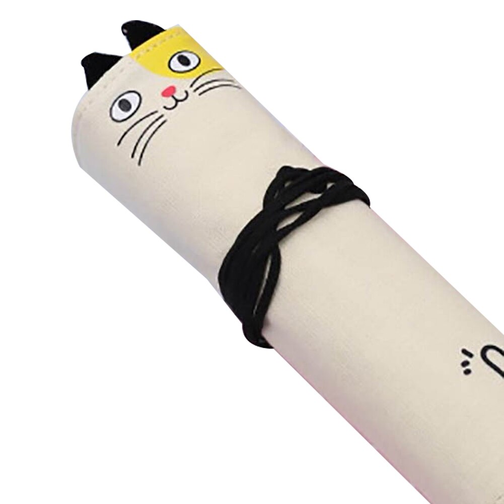 Canvas Roll Etui Student Pen Box Zak Stationery Potlood Tassen Opslag Pouch Materiaal Escolar Чехол Для Карандашей: Beige