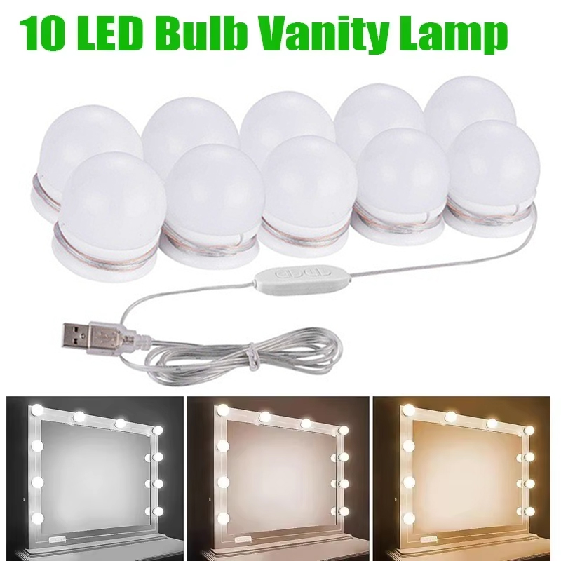 Bombillas LED para espejo de maquillaje, luces para espejo de maquillaje con carga USB, iluminación para tocador de baño, lámpara de pared LED regulable