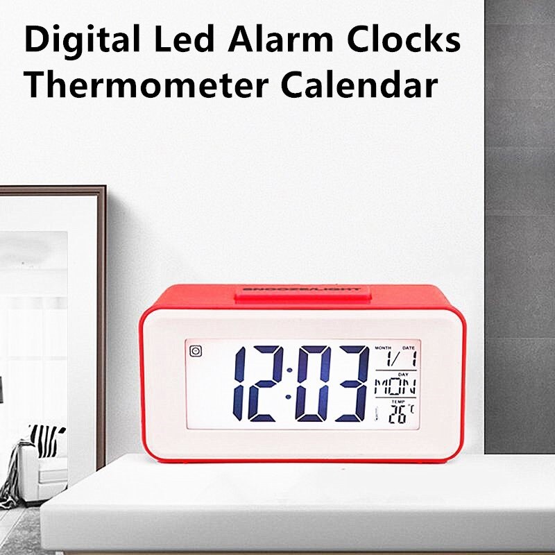 1PC Electronic Table Calendar LCD Desk Timer Digital Led Alarm Clocks Student Clocks With Week Snooze Thermometer