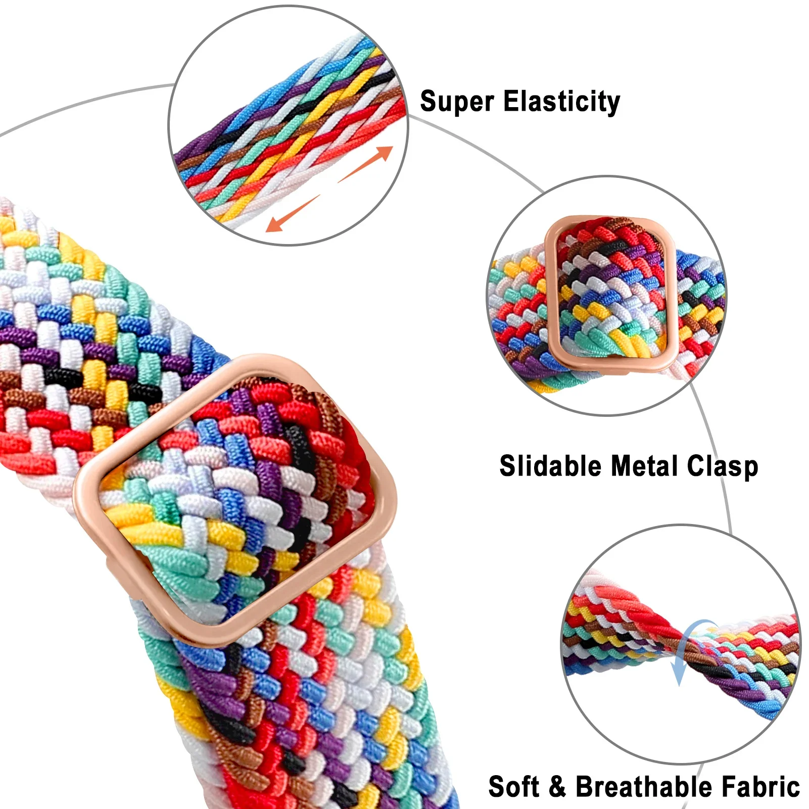 Bracelet à boucle tressée pour Apple Watch Band, Bracelet en nylon élastique, 44mm, 40mm, 49mm, 45mm, 41mm, 46mm, 42mm, iWatch Series 10, 9, 8, SE, 6, 7 Ultra