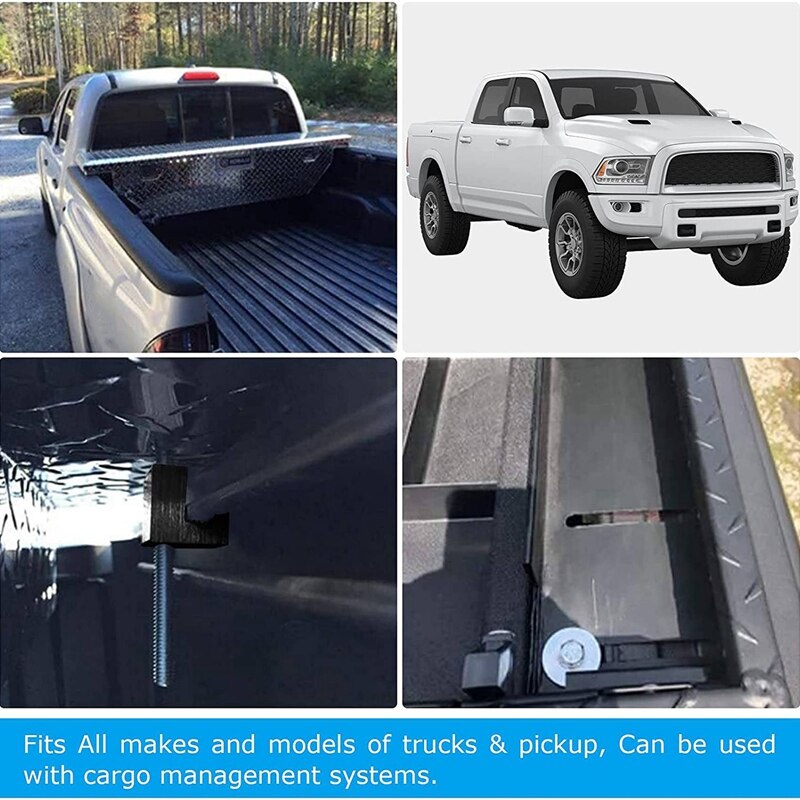 8 Pieces Truck Tool Box Mounting Kit Black J Hook Crossover Tool Box Tie Down Pickup J Hook Truck Tool Box Accessories