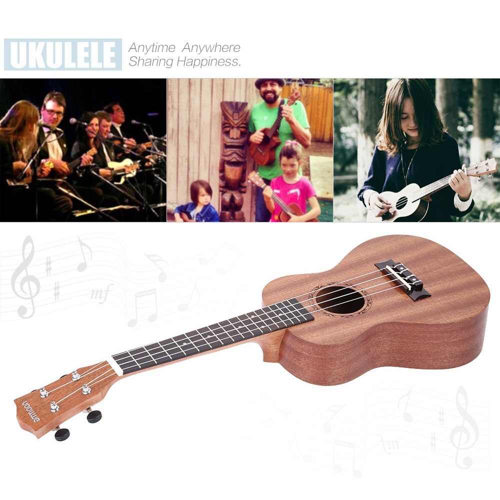 ammoon 24" Sapele Ukulele Ukelele Uke 4 Strings Rosewood Fretboard Musical Instrument Year's Day