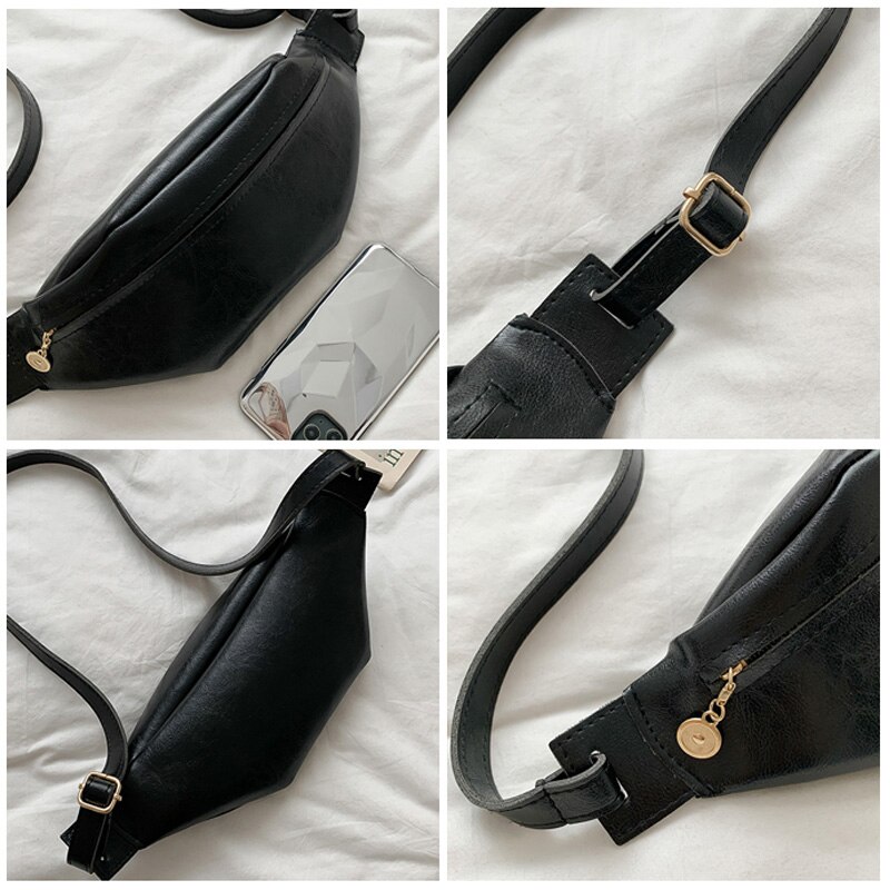 Sac de taille pour femmes cuir PU Fanny Pack sacs de poitrine multifonction banane taille Packs sac à bandoulière dame grande ceinture Pack