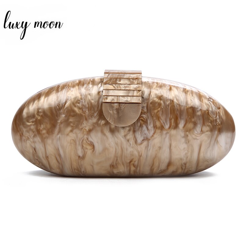 Acrylic Clutch Bag Egg Shape Purse Women Evening Bag Vintage Party Clutches Purse Mini Shoulder Bag ZD1210
