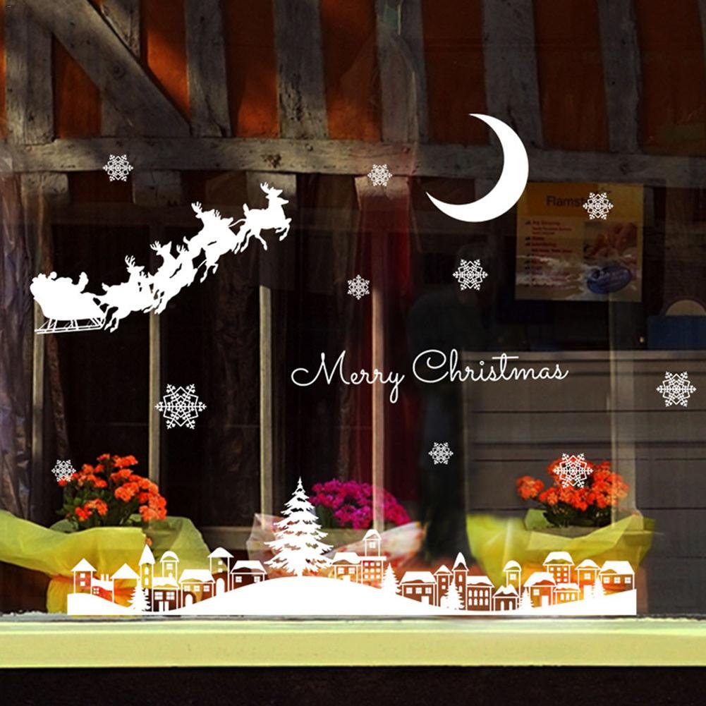 Kerst Muursticker Jaar Kerst Raamstickers Restaurant Winkelcentrum Decoratie Sneeuw Glas Venster Verwijderbare Christus