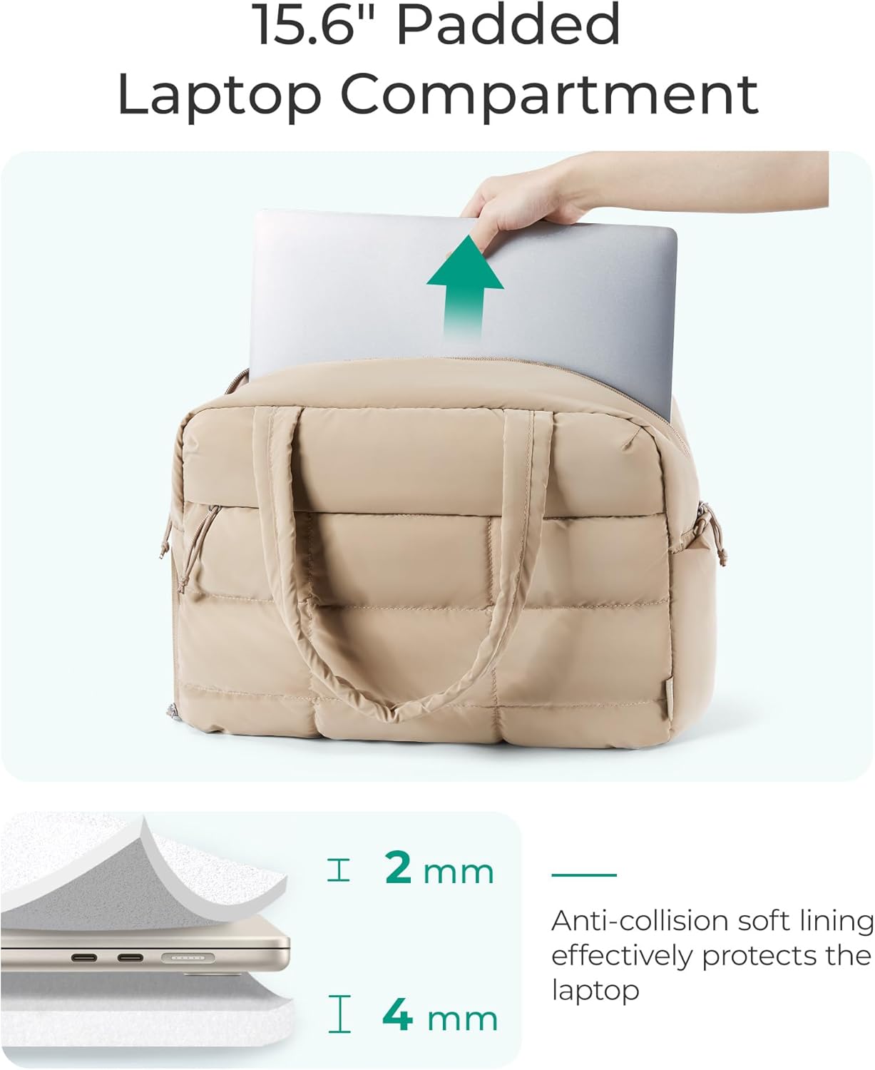 BAGSMART Reise-Seesack, kleine Sporttasche, Puffer-Tragetasche, Weekender-Taschen für Damen, zum Tragen über Nacht, persönlicher Gegenstand, Reisetasche für Reisen