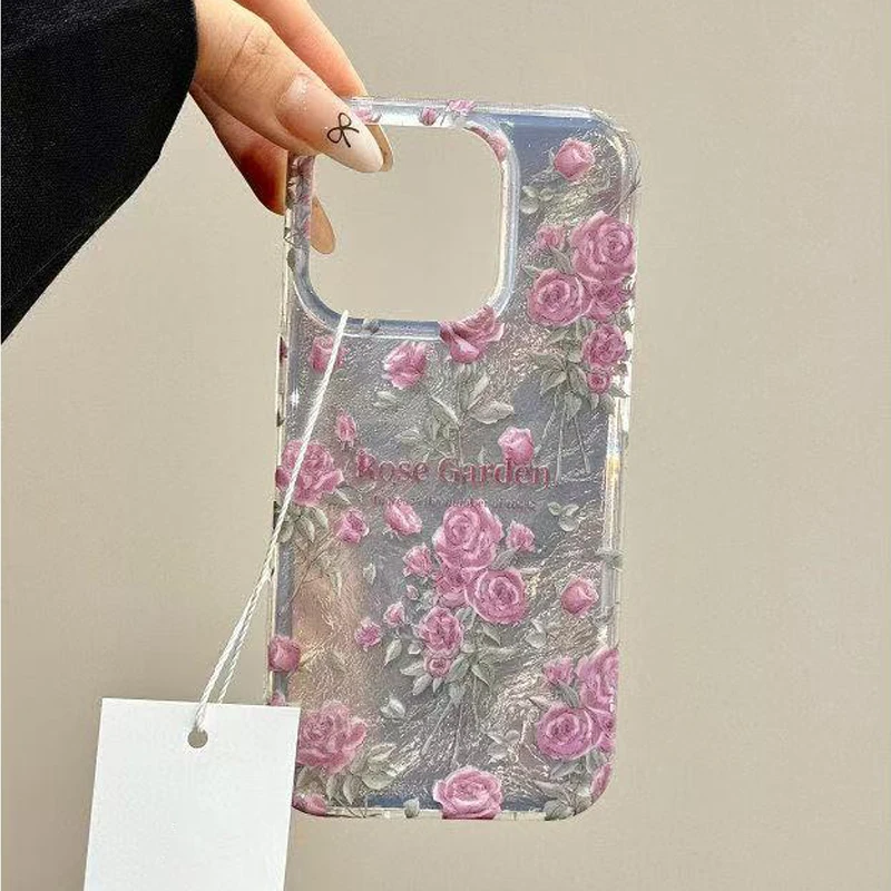 Til iphone 16 pro max 15 14 13 12 11 deksel, vortexmønster, søtt vintage rose-telefondeksel til iphone xs max xr  x 7 8 plus 16, fundas i et deksel: Svart / For iphone 15 pluss