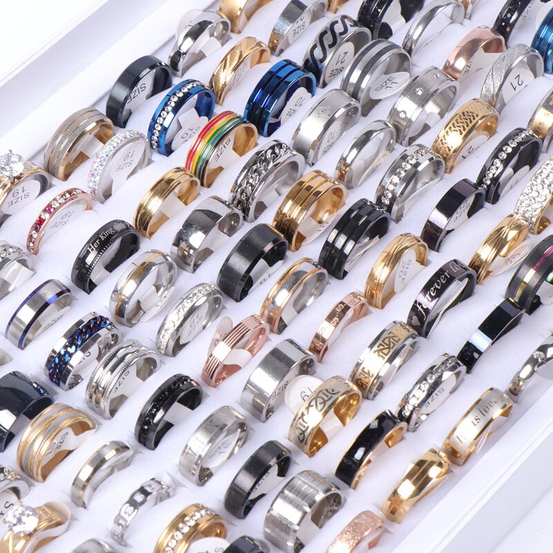 Pack of 50pcs/100pcs Mens Women's Good Stainless Steel Jewelry Rings For Party