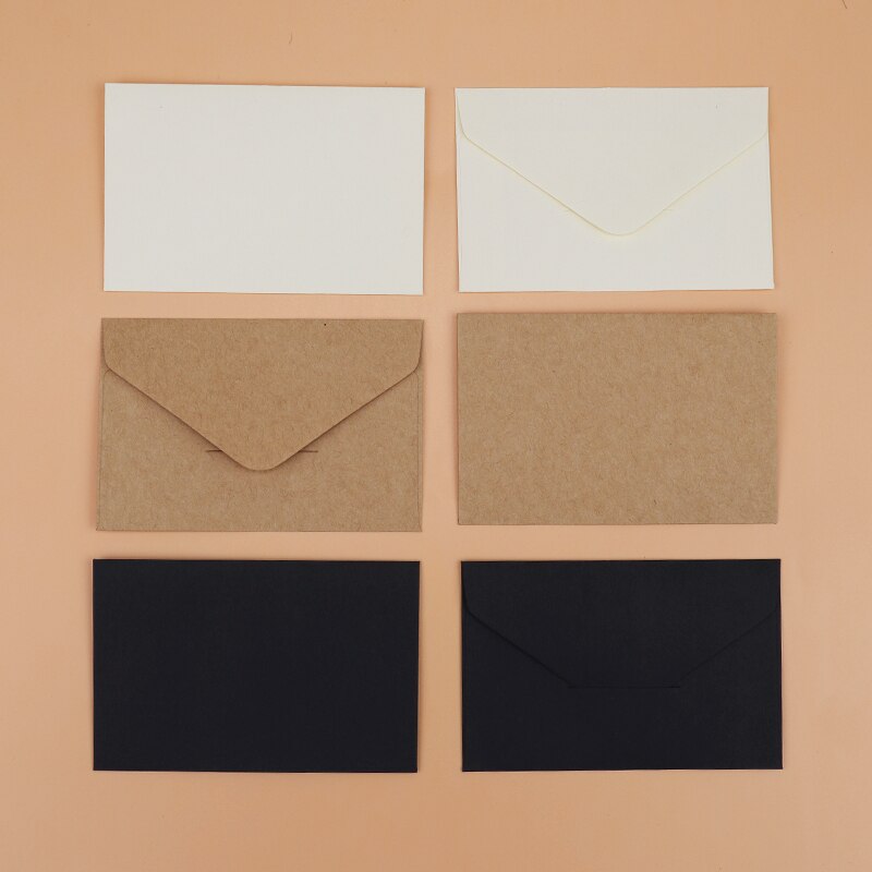 40PCS Classical White Black Kraft Blank Mini Paper Window Envelopes Wedding Invitation Envelope Envelope