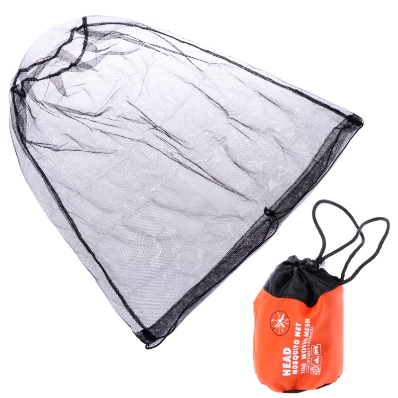Mosquito Bee Insect Mesh Head Face Protector Fishing Hunting Net Hat Mask Caps: Black