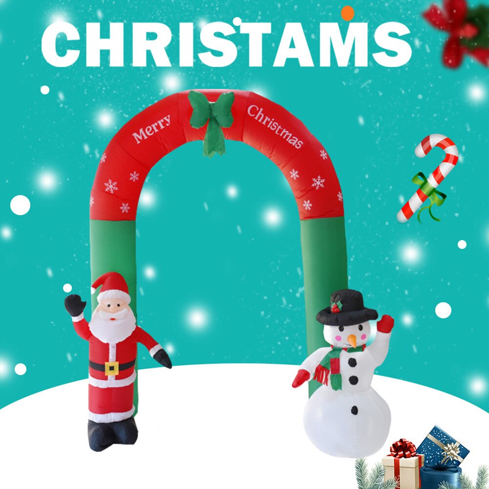 2.4m High Christmas Inflatable Archway Yard Arch With Santa Claus Snowman Decorate Home Polyester Fibre Plastic supplies