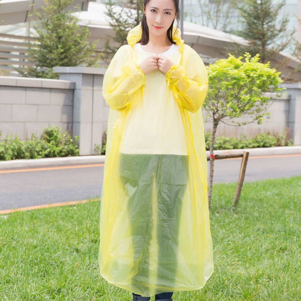 Chubasquero desechable para adulto, impermeable de emergencia para motocicleta, estilo largo, Poncho de senderismo, chaqueta de lluvia ambiental, 1 ud.: YELLOW