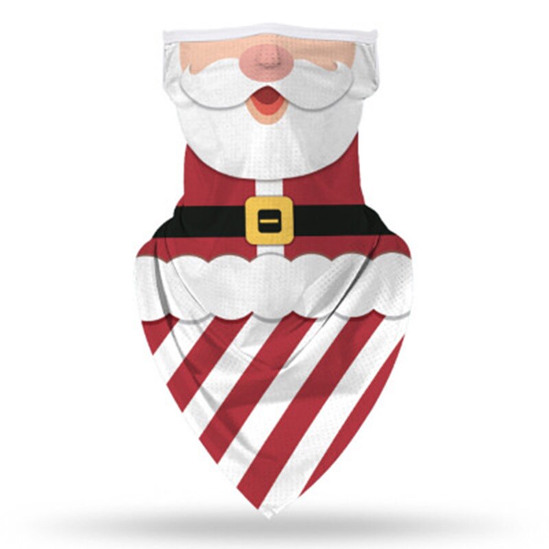 Mascarilla con estampado 3D de estilo navideño, máscara mágica con orejas colgantes triangulares, conducción al aire libre, multifuncional, pañuelo para la cabeza: Style3