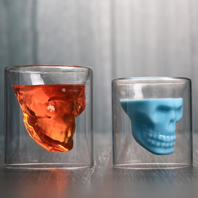 2 størrelser vinglass hodeskalle skudd glass morsomt gjennomsiktig fest doo glass vaso min bootle copo ølfestdekor