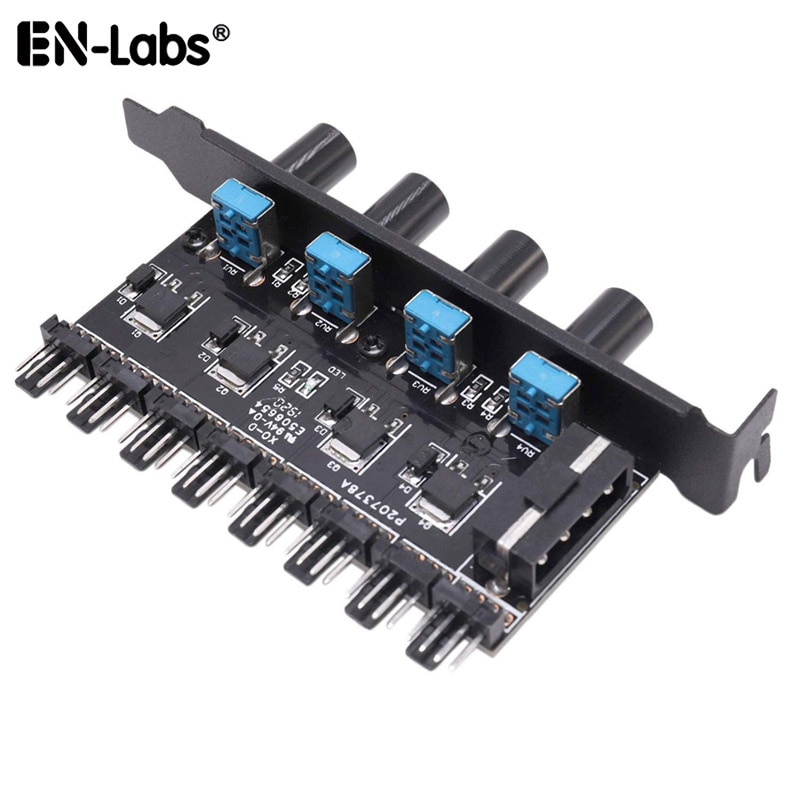 PCI Fan Speed Controller,12V Molex 4pin or SATA Powered 6 8 Fan Hub,PWM 4 pin CPU Radiator 3pin Case Cooler Temperature Control