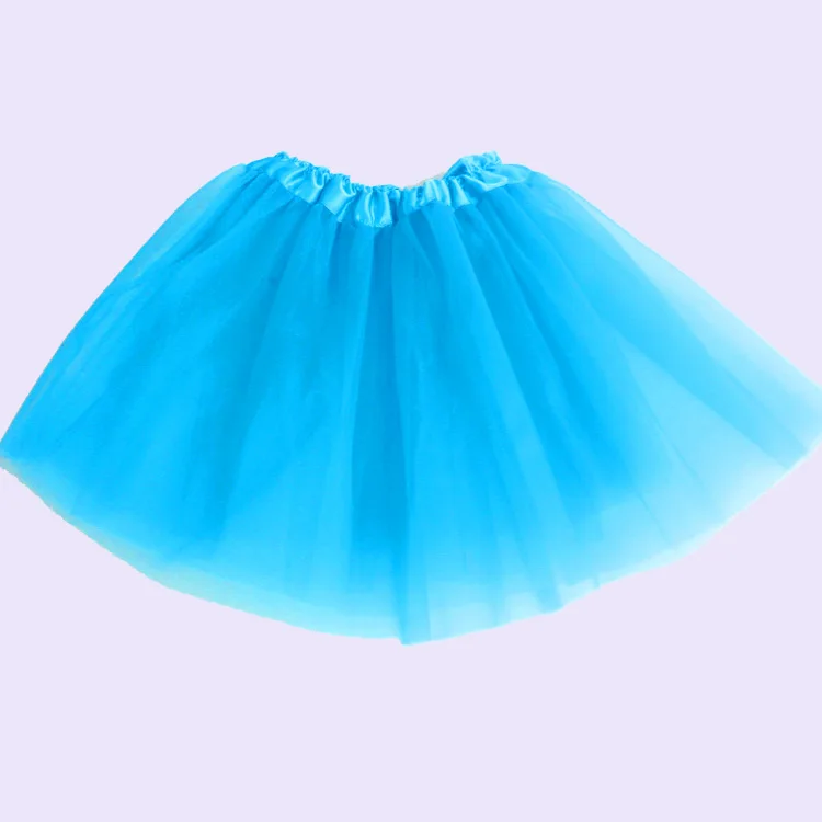 Jupe tutu élastique pour filles, vêtements de danse de Ballet, Mini jupe pour fête d'anniversaire, danse, 3 couches en Tulle pour enfants de 2 à 8 ans: BLEU CIEL
