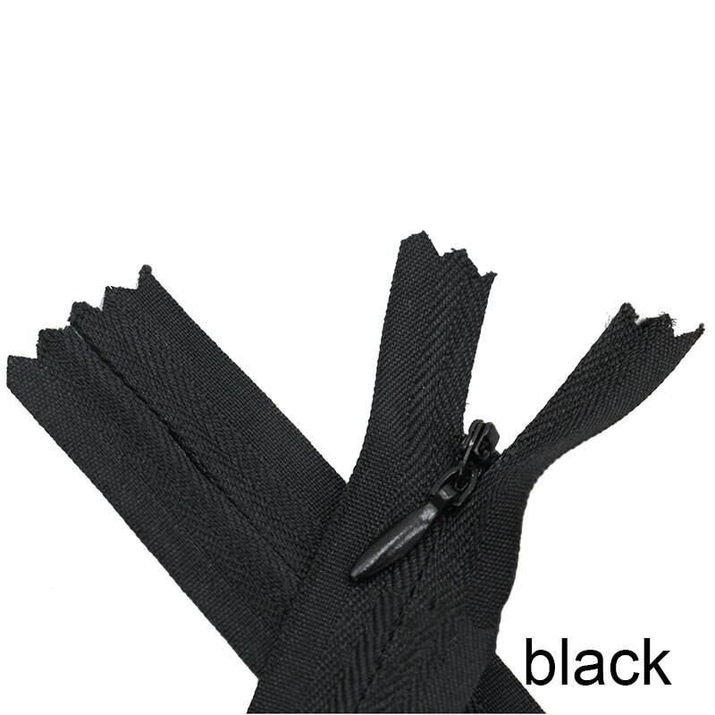 Cremalleras de nailon cerradas, 10 Uds., 15cm de longitud, a medida, para pantalones, bolsos, cierres deslizantes, costura de ropa DIY, accesorios para manualidades: black
