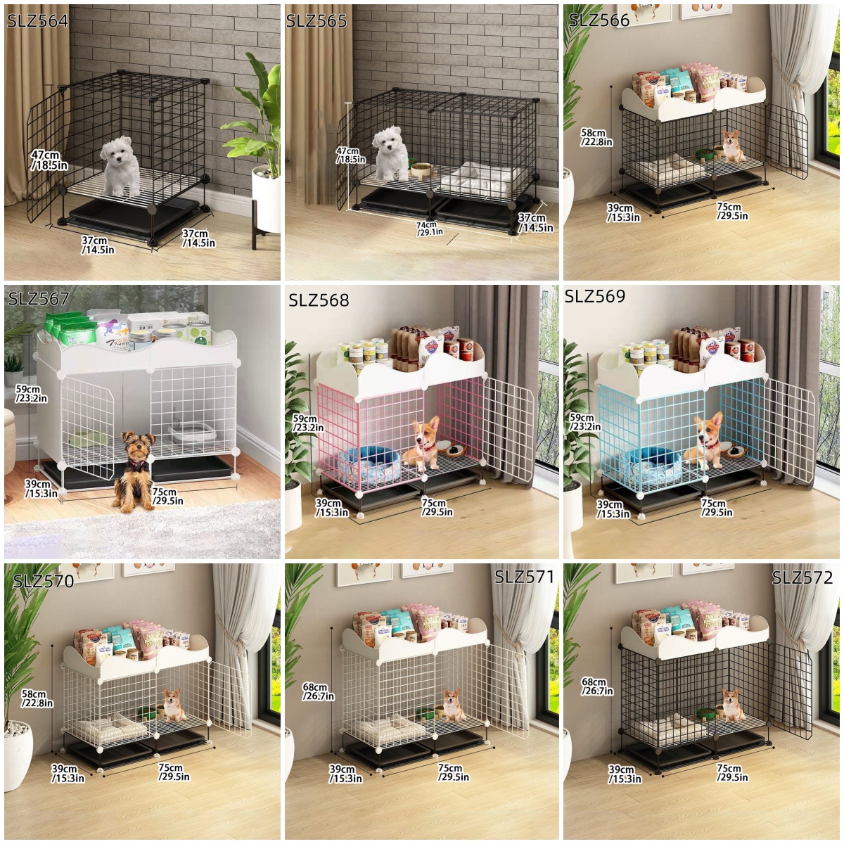 Hundebur for små og mellomstore hunder innendørs med toalettseparert kennel villa corgi teddy kjæledyrhundegjerde