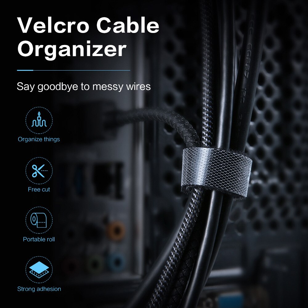 1/3/5M Cable Organizer Wire Holder Winder Nylon Ties Label Ribbon Wire Cable Tie