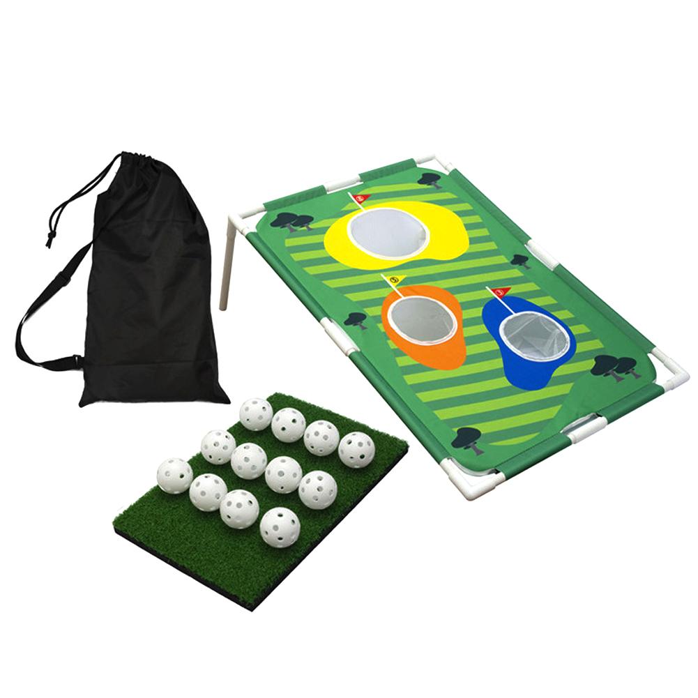 Barn vuxen bakgård golf cornhole spel golf övning nät träning stöd för inomhus utomhus spela putt mål golf cornhole spel: Default Title